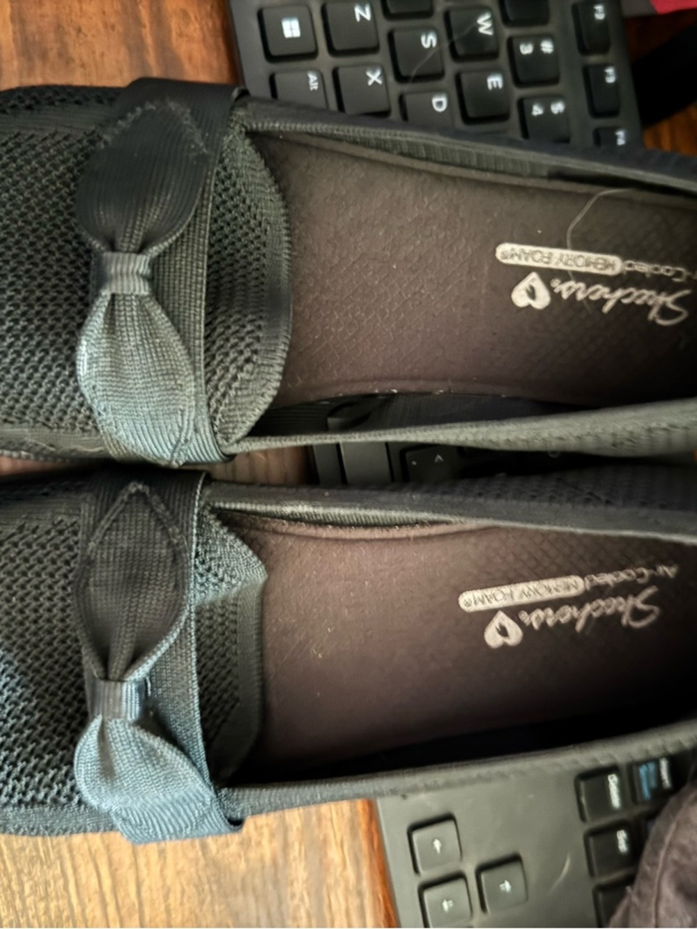 Skechers Black Knit Bow Slip-On Shoe